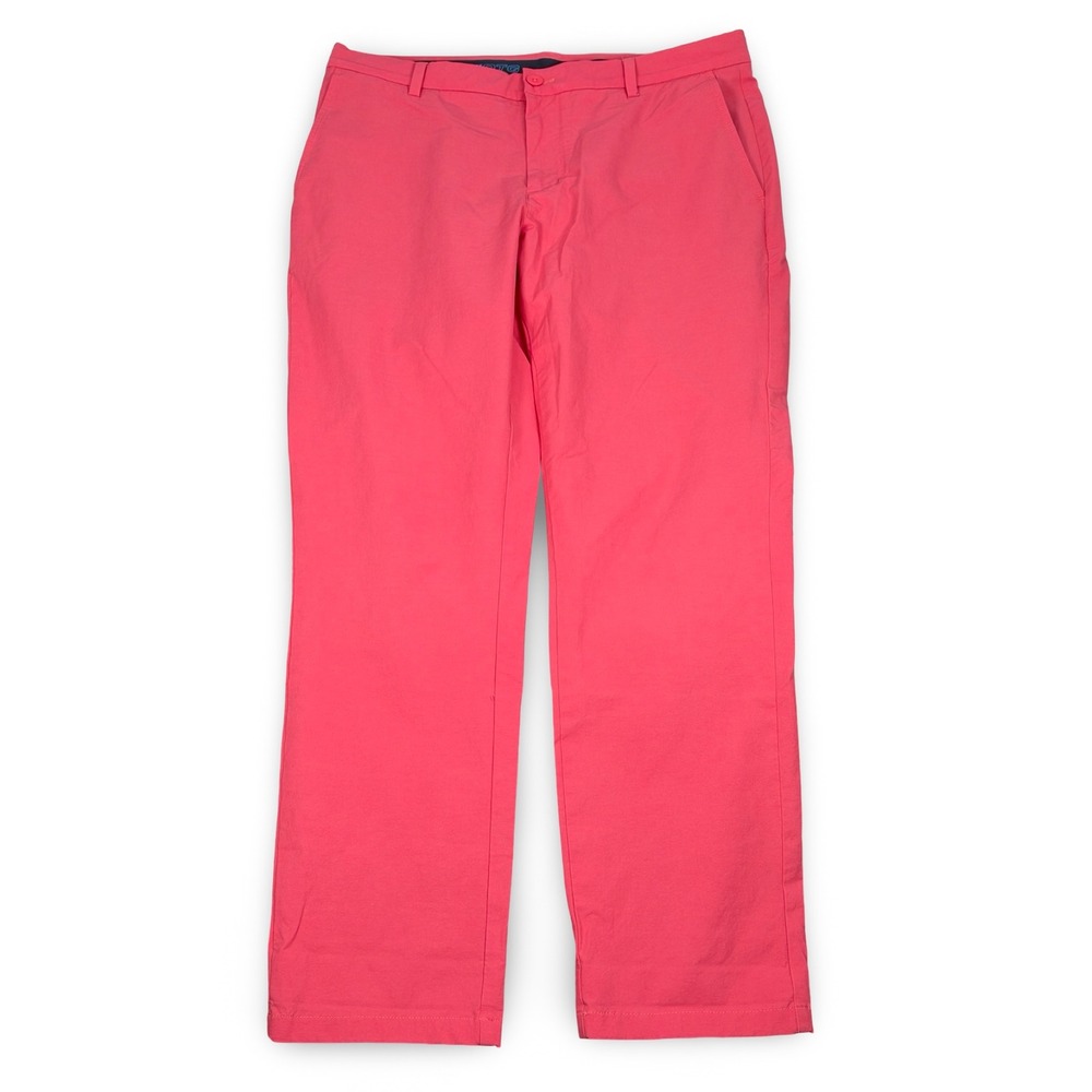 Vineyard Vines On-The-Go Pant Mens 34x30 Pink Performance Stretch Chino Straight
